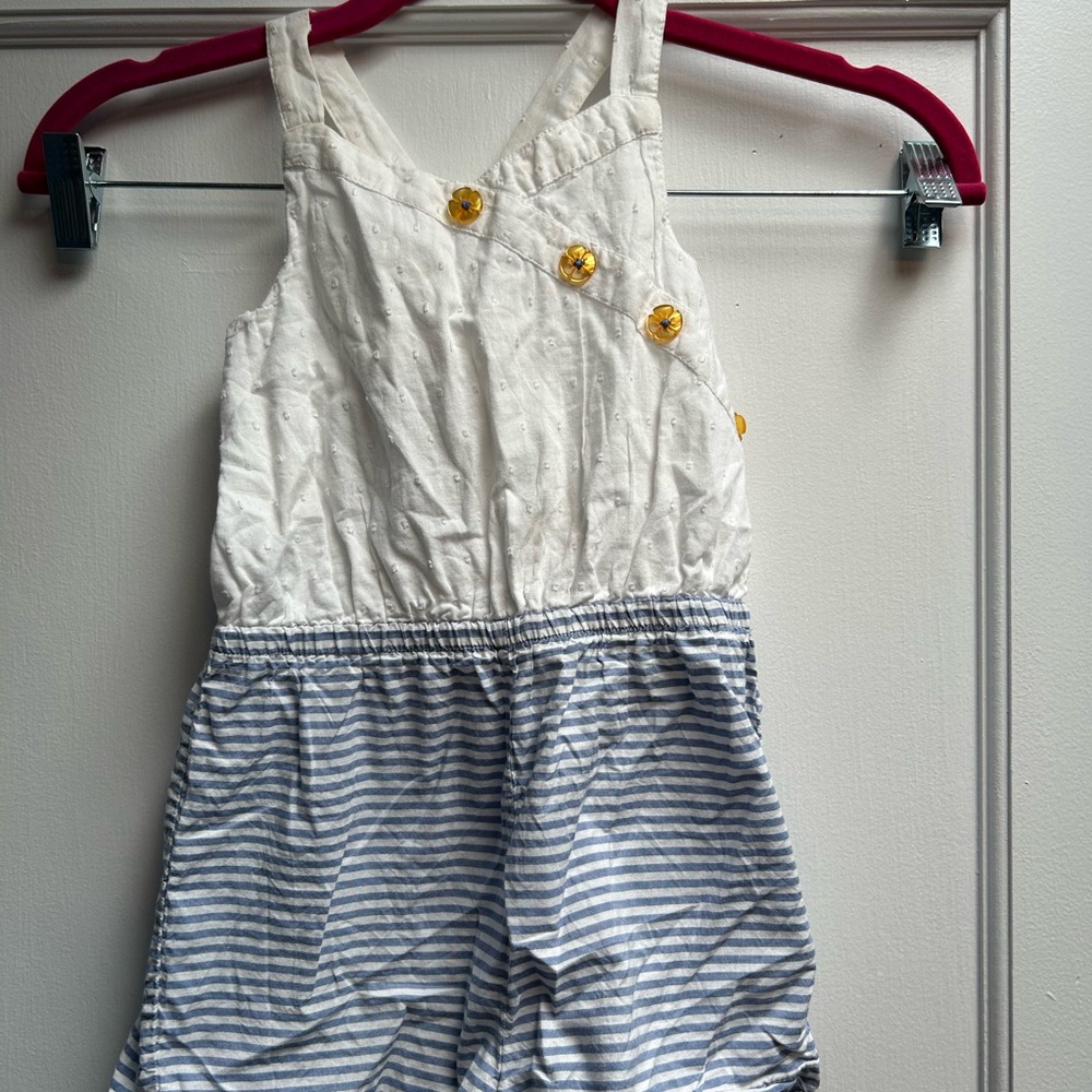 Striped Blue and White Romper - Size 4T